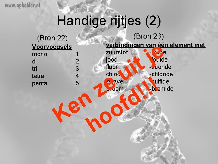 Handige rijtjes (2) (Bron 23) (Bron 22) e j t i u e !