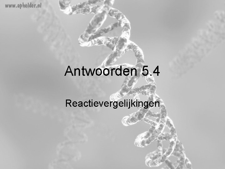 Antwoorden 5. 4 Reactievergelijkingen Antwoorden 5. 4 Reactievergelijkingen