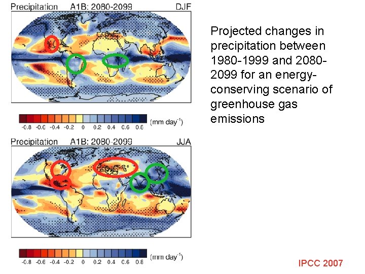Projected changes in precipitation between 1980 -1999 and 20802099 for an energyconserving scenario of