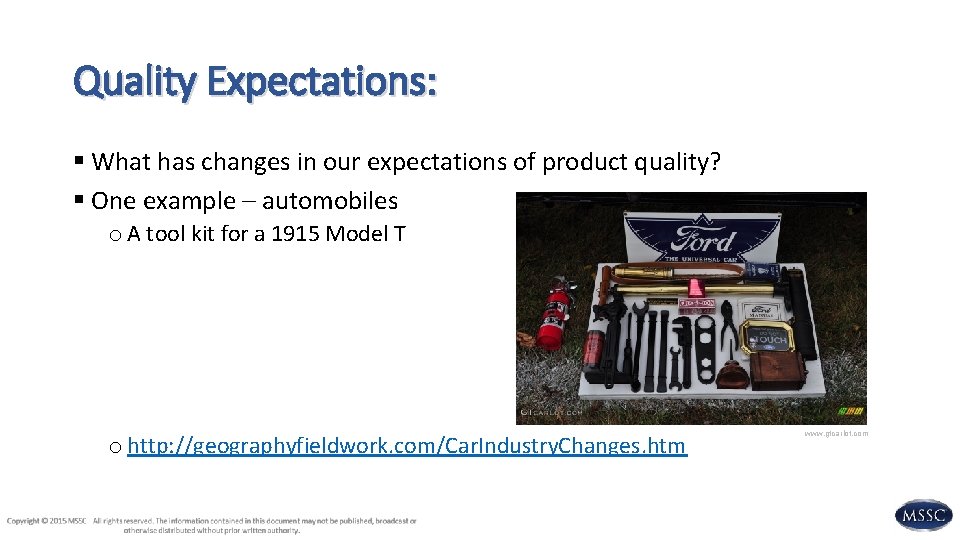 Quality Expectations: § What has changes in our expectations of product quality? § One Quality Expectations: § What has changes in our expectations of product quality? § One