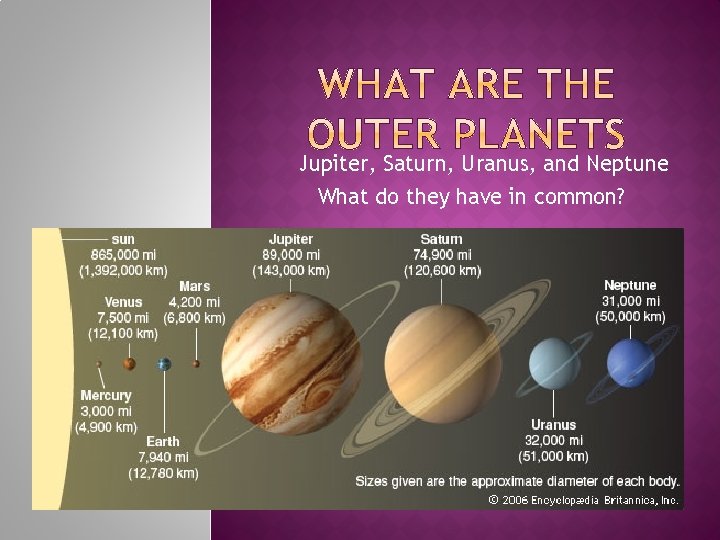 Jupiter, Saturn, Uranus, and Neptune What do they have in common? 