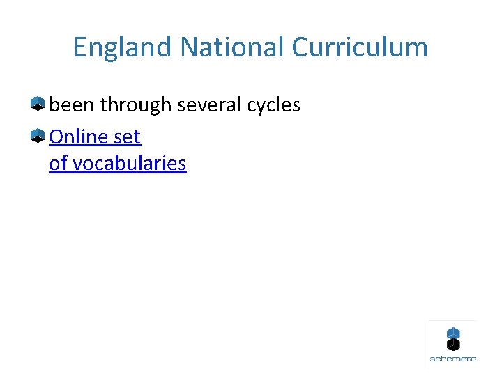 England National Curriculum been through several cycles Online set of vocabularies 