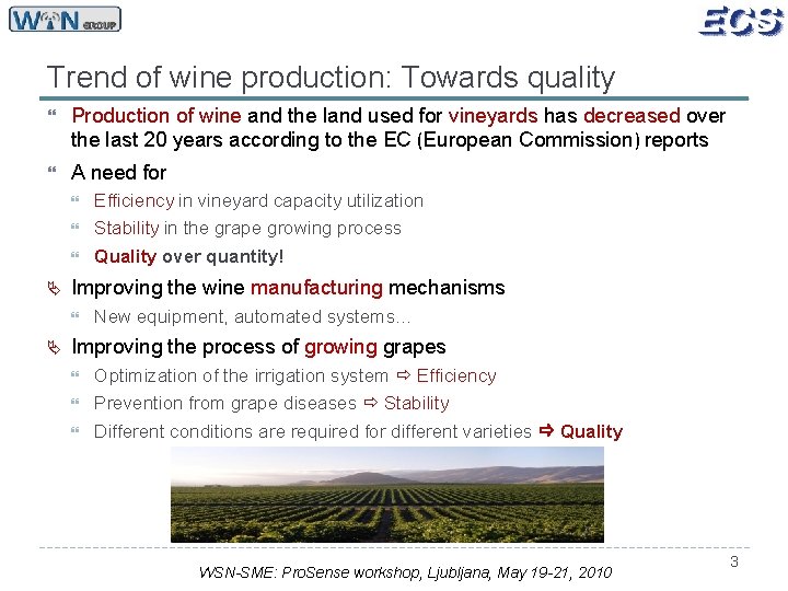 Trend of wine production: Towards quality Production of wine and the land used for