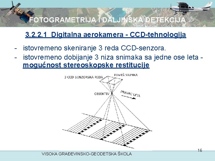 FOTOGRAMETRIJA I DALJINSKA DETEKCIJA 3. 2. 2. 1 Digitalna aerokamera - CCD-tehnologija - istovremeno