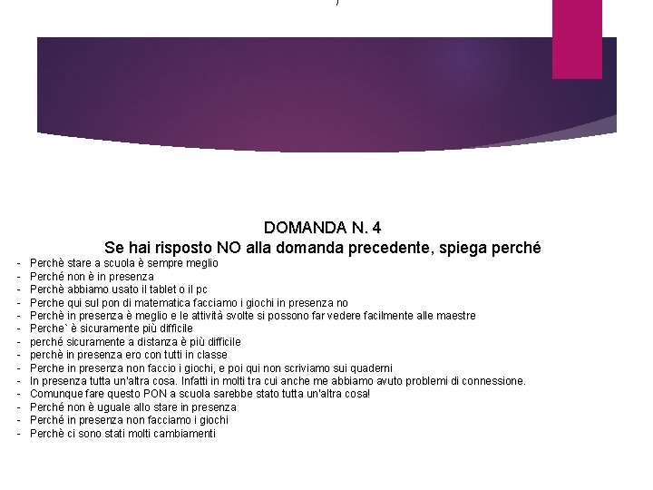 / - DOMANDA N. 4 Se hai risposto NO alla domanda precedente, spiega perché