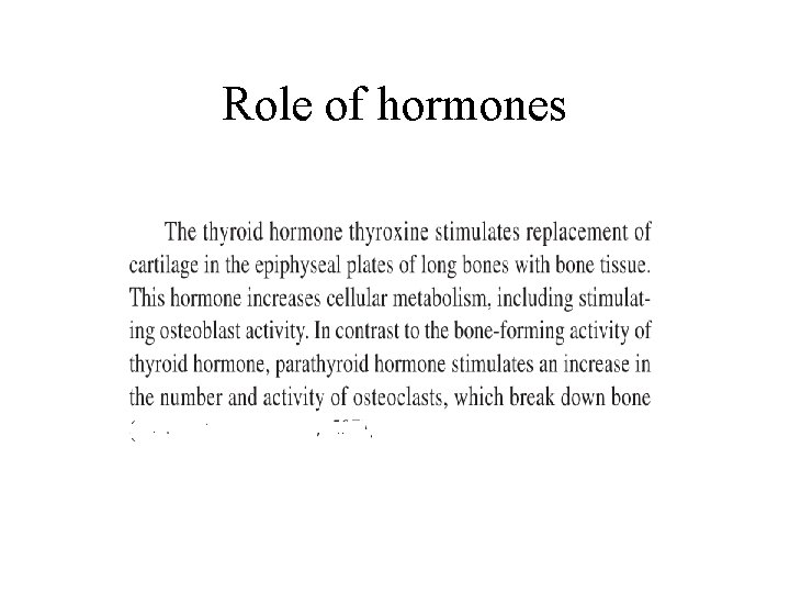 Role of hormones 