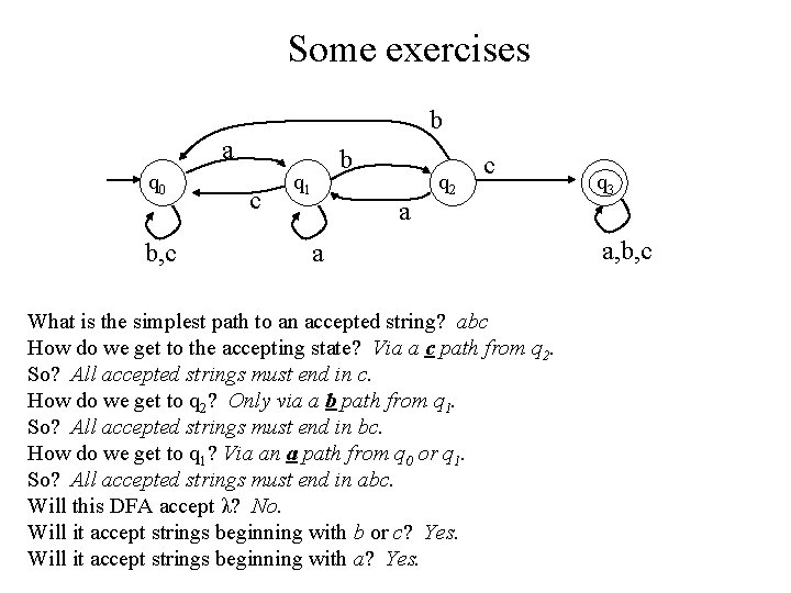 Some exercises b a q 0 b, c c q 1 b a q