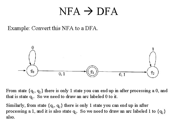 NFA DFA Example: Convert this NFA to a DFA. From state {q 1, q