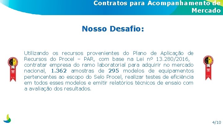 Contratos para Acompanhamento de Mercado Nosso Desafio: Utilizando os recursos provenientes do Plano de