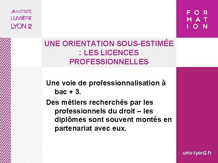 UNE ORIENTATION SOUS-ESTIMÉE : LES LICENCES PROFESSIONNELLES Une voie de professionnalisation à bac +