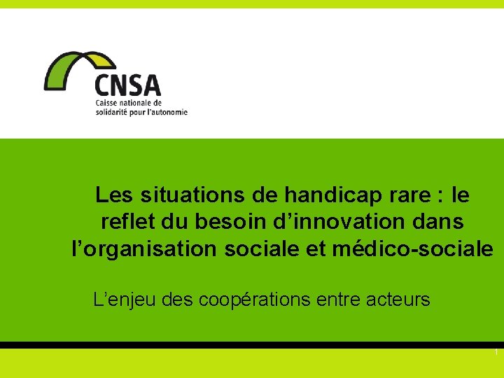 Les situations de handicap rare : le reflet du besoin d’innovation dans l’organisation sociale Les situations de handicap rare : le reflet du besoin d’innovation dans l’organisation sociale