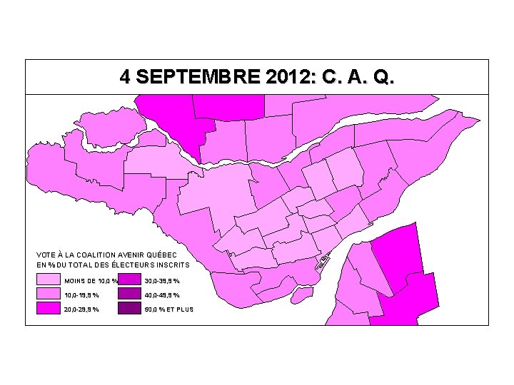 4 SEPTEMBRE 2012: C. A. Q. VOTE À LA COALITION AVENIR QUÉBEC EN %