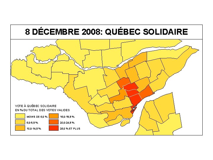 8 DÉCEMBRE 2008: QUÉBEC SOLIDAIRE VOTE À QUÉBEC SOLIDAIRE EN % DU TOTAL DES