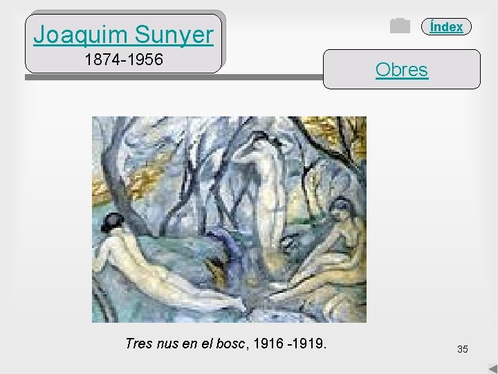 Índex Joaquim Sunyer 1874 -1956 Tres nus en el bosc, 1916 -1919. Obres 35