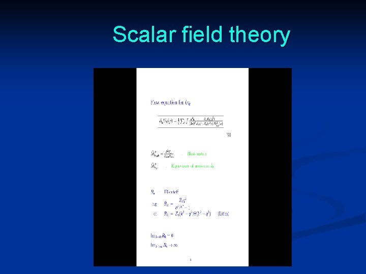 Scalar field theory 