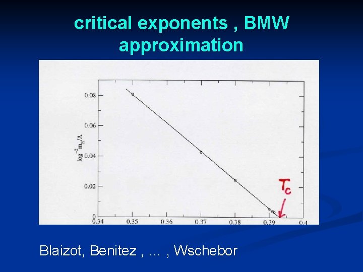 critical exponents , BMW approximation Blaizot, Benitez , … , Wschebor 