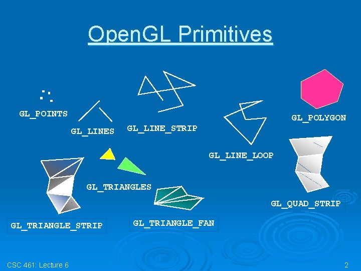 CSC 461 Lecture 6 2 D Programming in