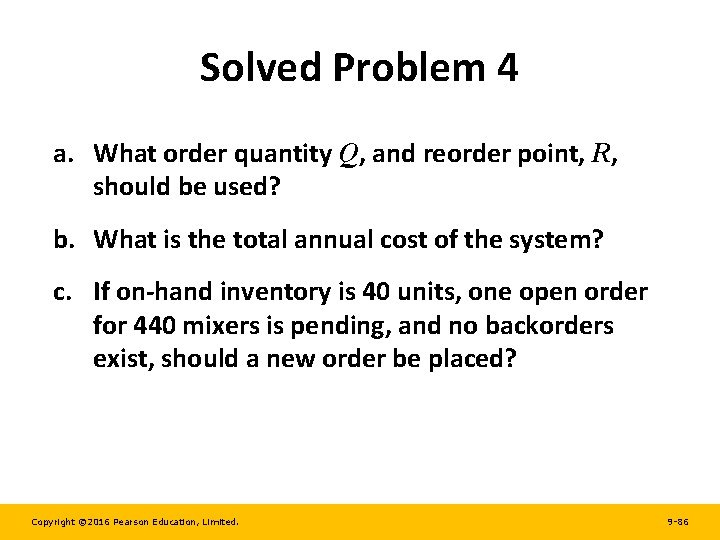 Solved Problem 4 a. What order quantity Q, and reorder point, R, should be