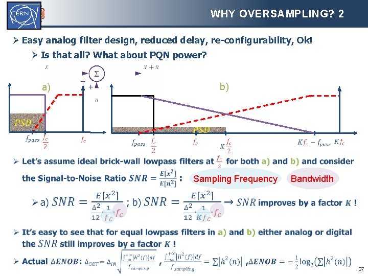 WHY OVERSAMPLING? 2 Ø Easy analog filter design, reduced delay, re-configurability, Ok! Ø Is