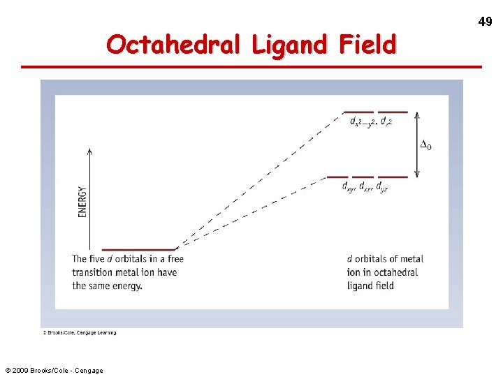 Octahedral Ligand Field © 2009 Brooks/Cole - Cengage 49 