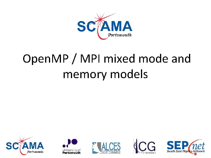 Open. MP / MPI mixed mode and memory models 39 