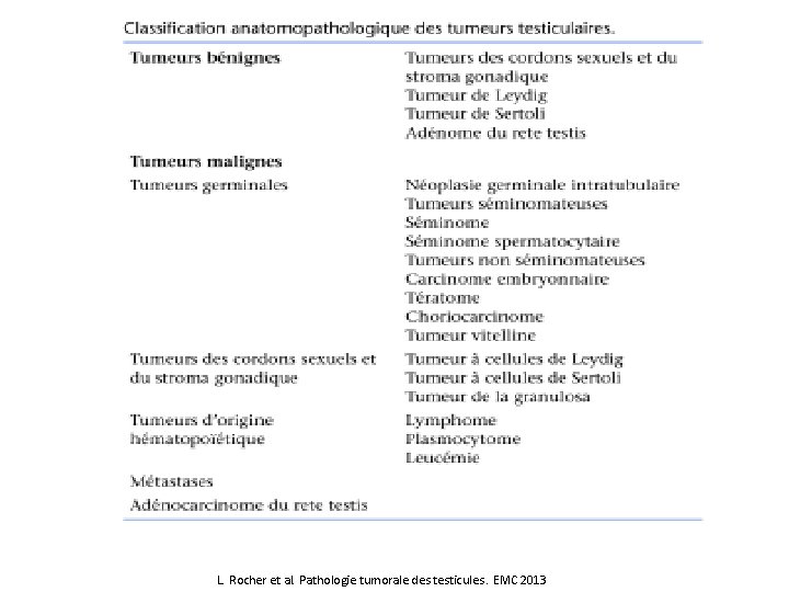 L. Rocher et al. Pathologie tumorale des testicules. EMC 2013 