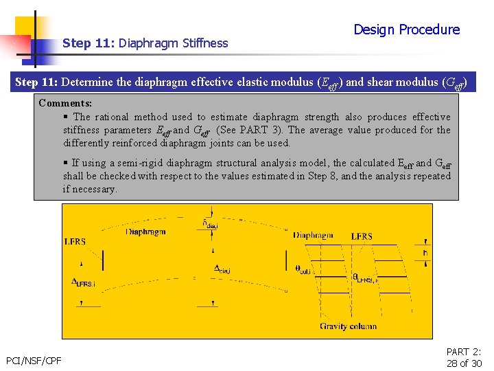 Step 11: Diaphragm Stiffness Design Procedure Step 11: Determine the diaphragm effective elastic modulus