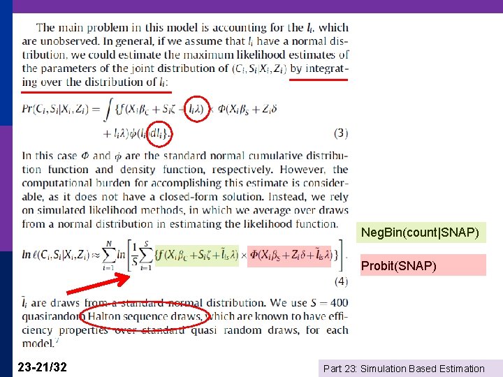 Neg. Bin(count|SNAP) Probit(SNAP) 23 -21/32 Part 23: Simulation Based Estimation 