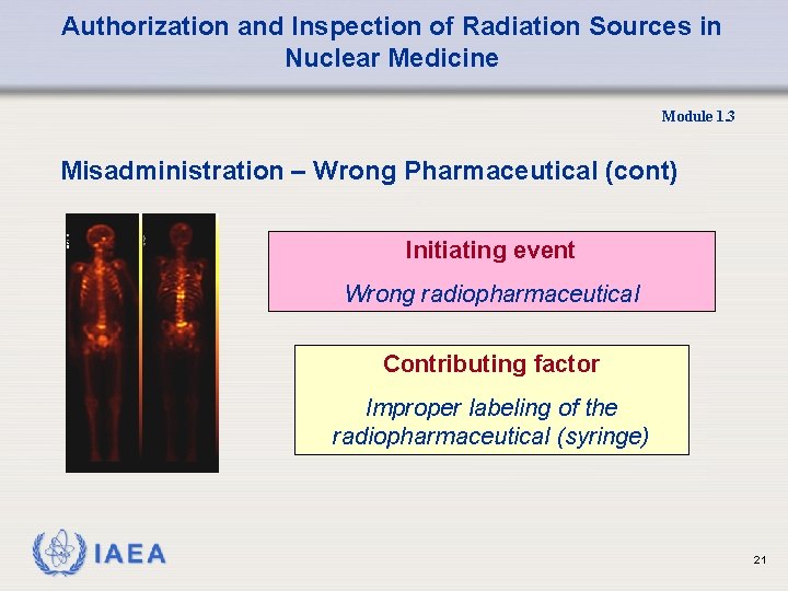 Authorization and Inspection of Radiation Sources in Nuclear Medicine Module 1. 3 Misadministration –