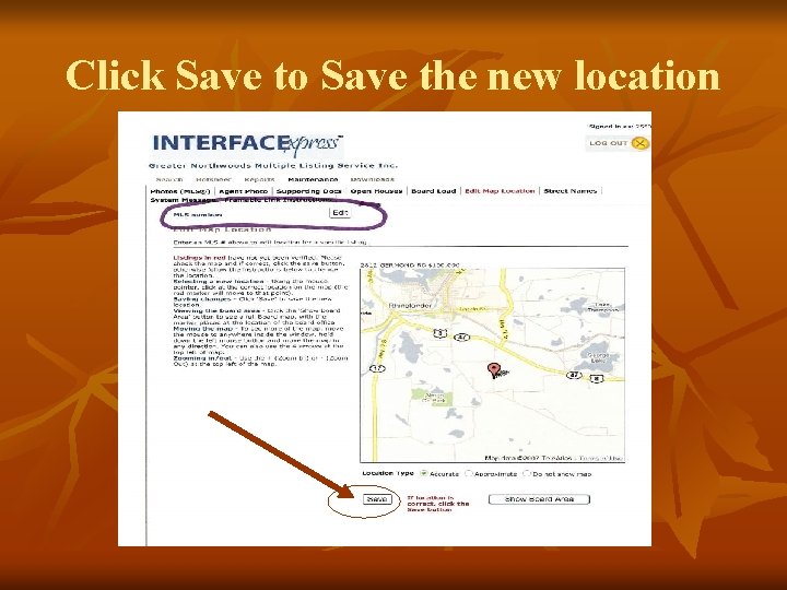 Click Save to Save the new location 