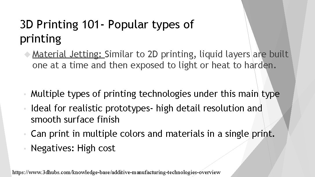 3 D Printing 101 - Popular types of printing Material Jetting: Similar to 2 3 D Printing 101 - Popular types of printing Material Jetting: Similar to 2