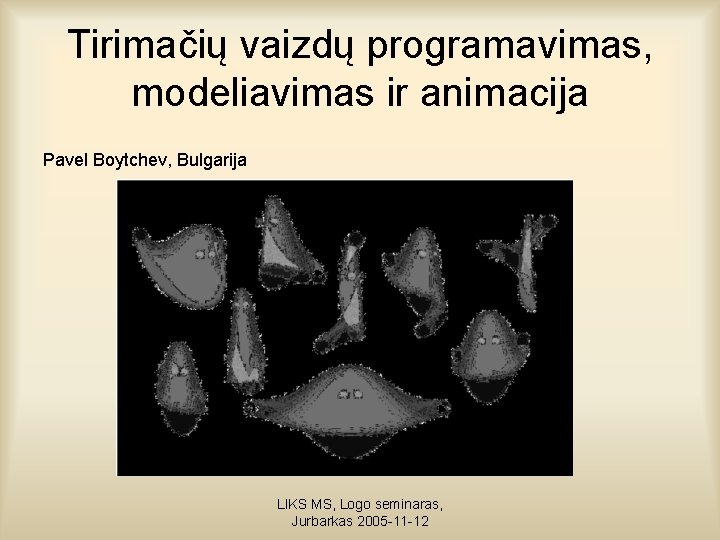 Tirimačių vaizdų programavimas, modeliavimas ir animacija Pavel Boytchev, Bulgarija LIKS MS, Logo seminaras, Jurbarkas