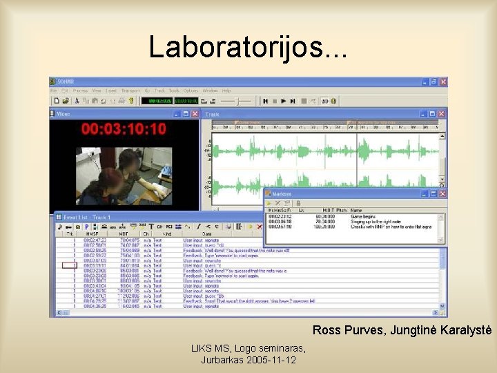 Laboratorijos. . . Ross Purves, Jungtinė Karalystė LIKS MS, Logo seminaras, Jurbarkas 2005 -11 Laboratorijos. . . Ross Purves, Jungtinė Karalystė LIKS MS, Logo seminaras, Jurbarkas 2005 -11