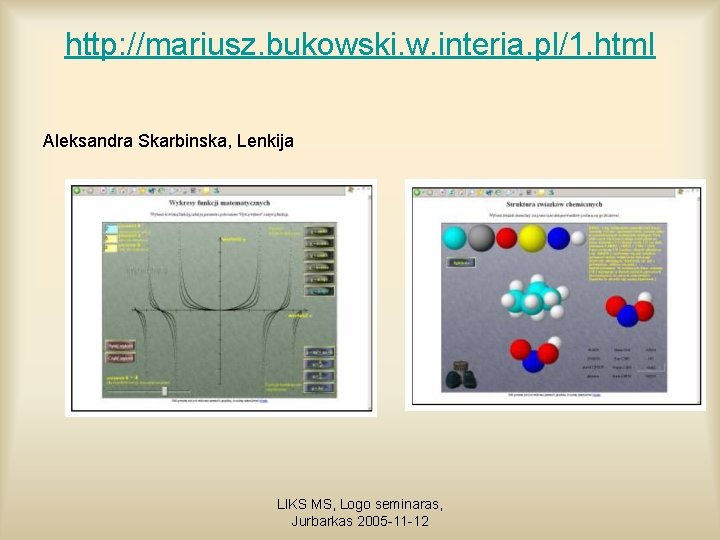 http: //mariusz. bukowski. w. interia. pl/1. html Aleksandra Skarbinska, Lenkija LIKS MS, Logo seminaras,