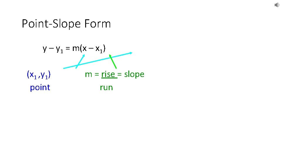 Point-Slope Form y – y 1 = m(x – x 1) (x 1 ,