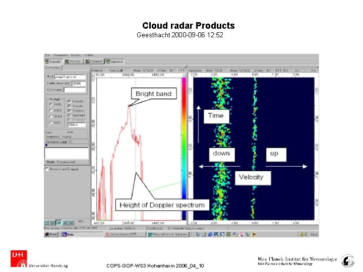 Cloud radar Products Geesthacht 2000 -09 -06 12: 52 COPS-GOP-WS 3 Hohenheim 2006_04_10 