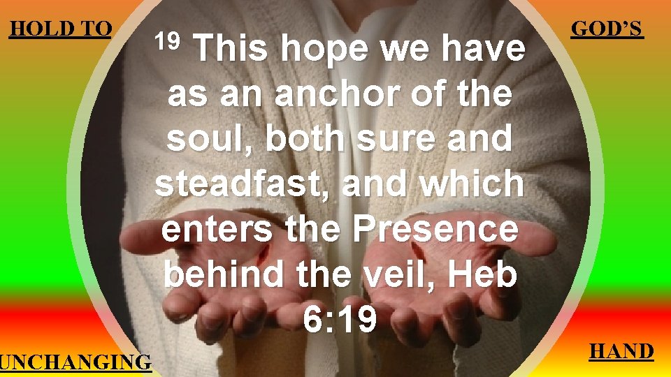HOLD TO UNCHANGING This hope we have as an anchor of the soul, both
