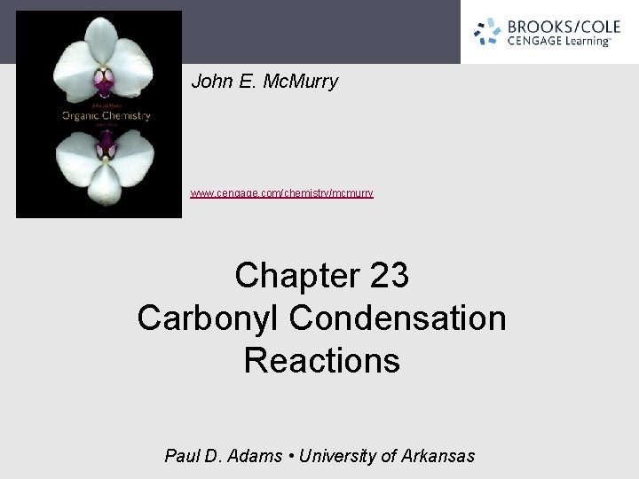 John E. Mc. Murry www. cengage. com/chemistry/mcmurry Chapter 23 Carbonyl Condensation Reactions Paul D.