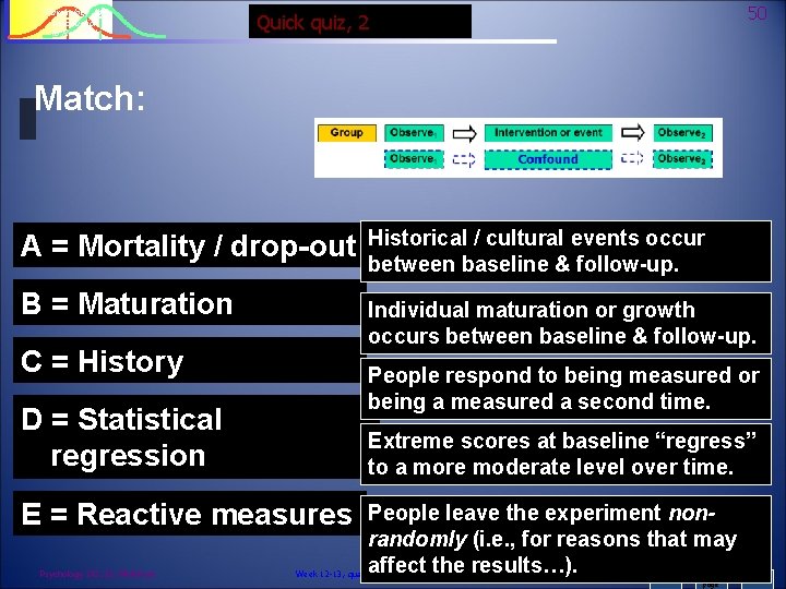 Psychology 242 Introduction to Research 50 Quick quiz, 2 Match: A = Mortality /