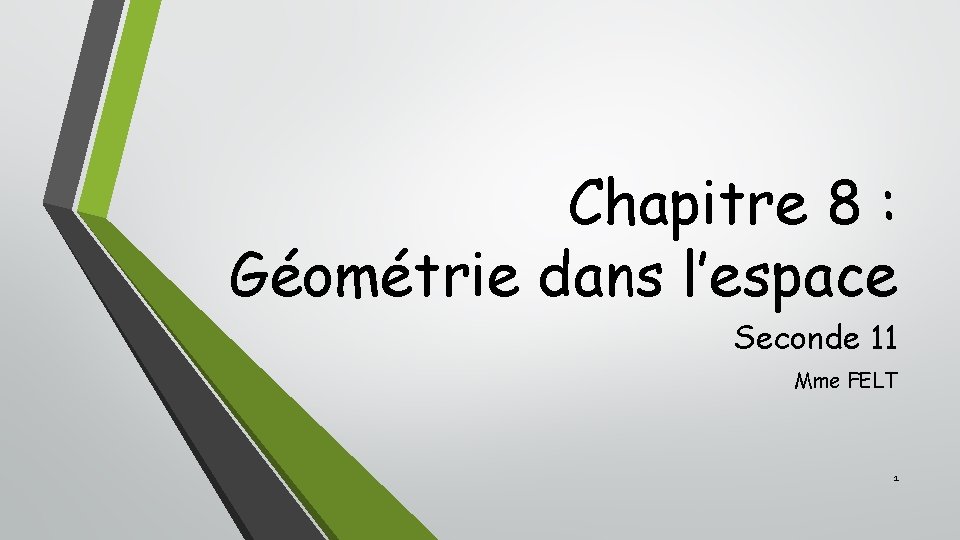 Chapitre 8 : Géométrie dans l’espace Seconde 11 Mme FELT 1 