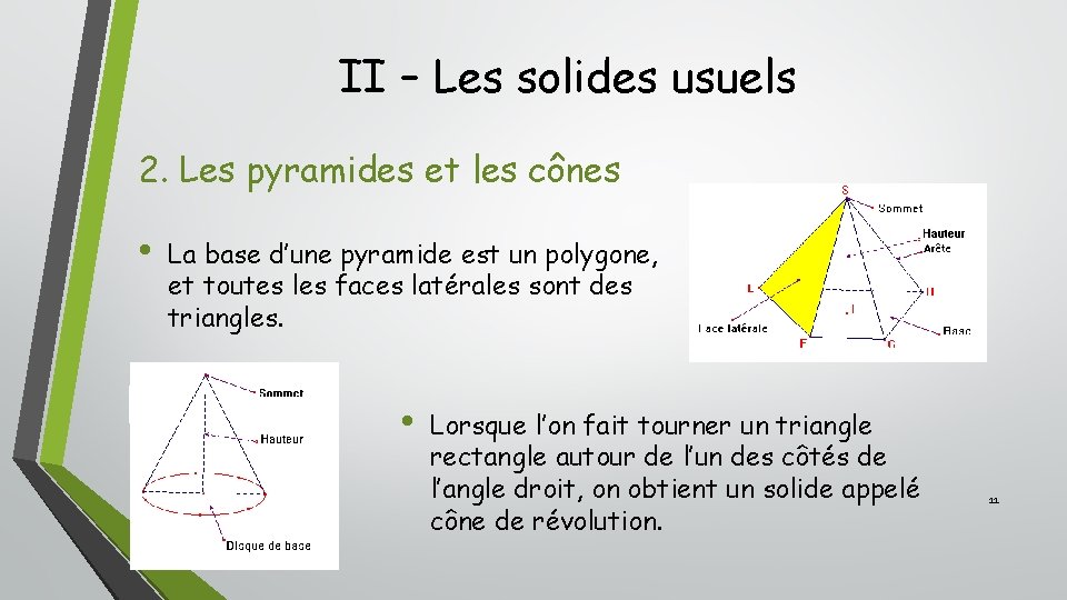 II – Les solides usuels 2. Les pyramides et les cônes • La base