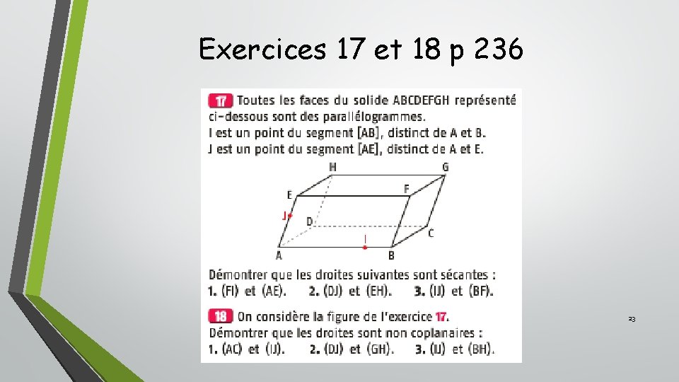 Exercices 17 et 18 p 236 23 