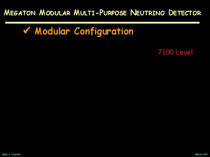 MEGATON MODULAR MULTI-PURPOSE NEUTRINO DETECTOR Modular Configuration 7100 Level Mark A. Laurenti March 2002
