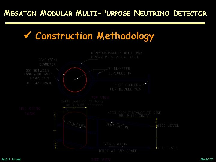 MEGATON MODULAR MULTI-PURPOSE NEUTRINO DETECTOR Construction Methodology Mark A. Laurenti March 2002 