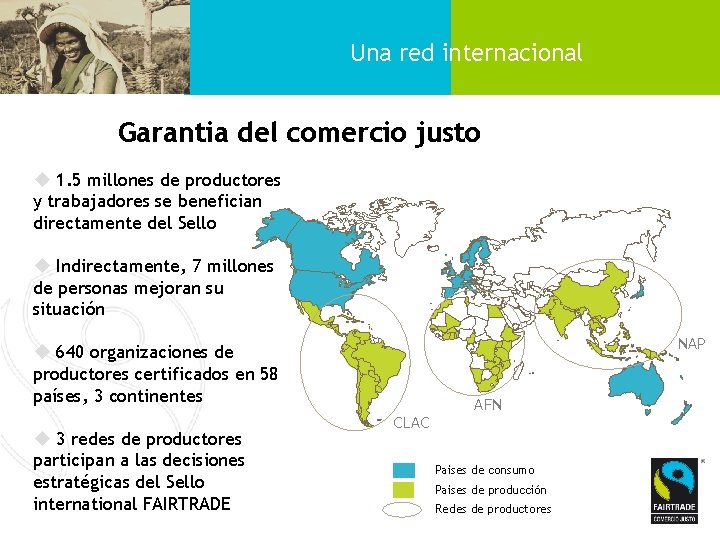 Una red internacional Garantia del comercio justo u 1. 5 millones de productores y