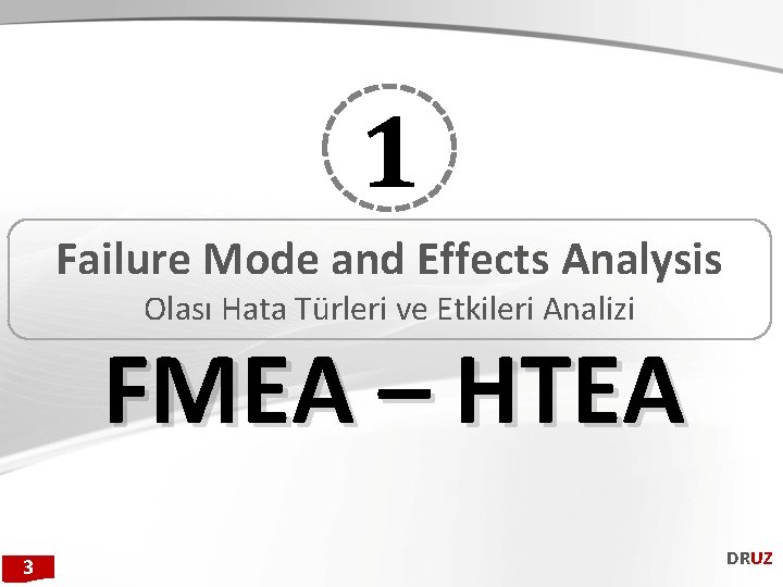 1 Failure Mode and Effects Analysis Olası Hata Türleri ve Etkileri Analizi FMEA –