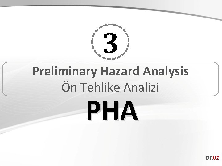 3 Preliminary Hazard Analysis Ön Tehlike Analizi PHA DRUZ 