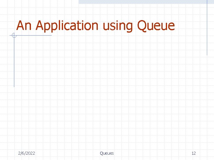 An Application using Queue 2/6/2022 Queues 12 