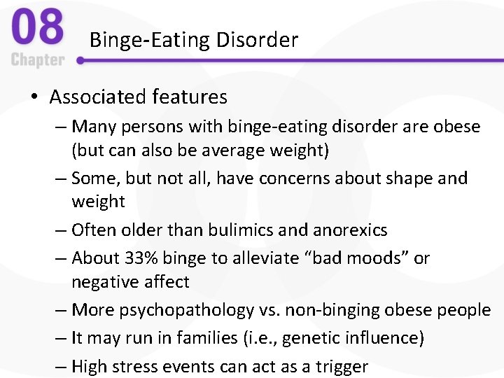 Chapter 8 Eating and Sleep Disorders Outline Types