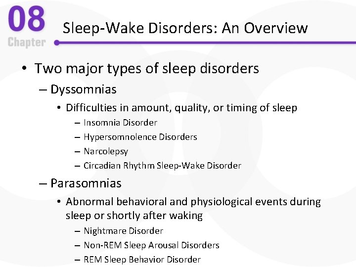 Chapter 8 Eating and Sleep Disorders Outline Types